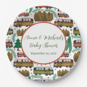 Woodland Camper Neutral Baby Shower Paper Plate