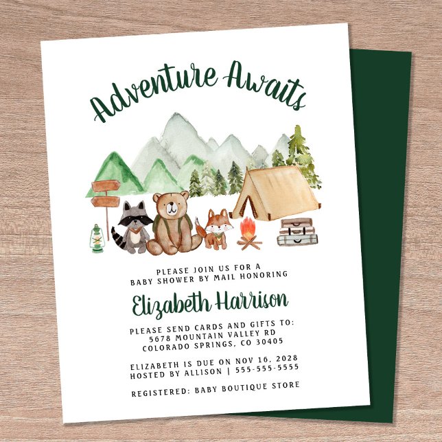 Woodland Camping Baby Shower By Mail Invitation (Creator Uploaded)