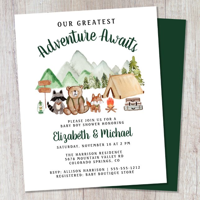 Woodland Camping Couples Baby Shower Invitation (Creator Uploaded)