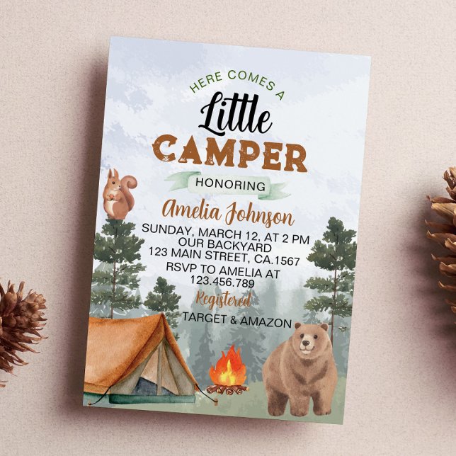 Woodland Camping Mountain Baby Shower Invitation (Creator Uploaded)