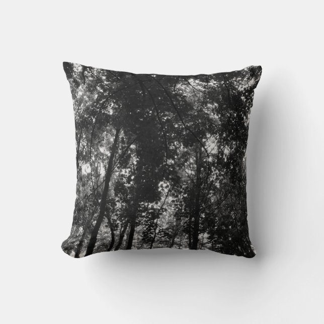 Woodland Canopy 01 BW Cushion (Front)