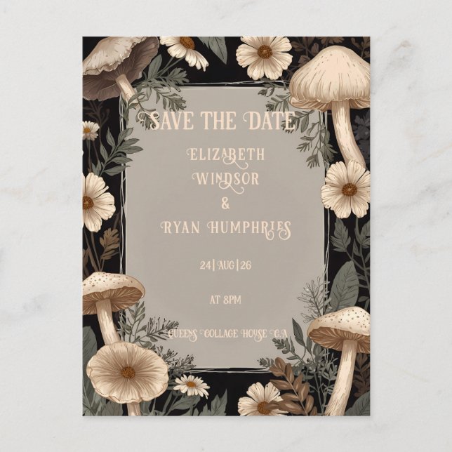 Woodland Charm: A Botanical Delight Wedding Invite Postcard (Front)