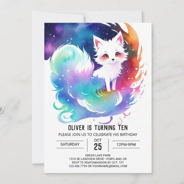 Woodland Charm Fox Birthday Invitation (Front)