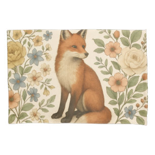 Woodland Charm Sweet Fox Delicate Florals Warm Pillowcase