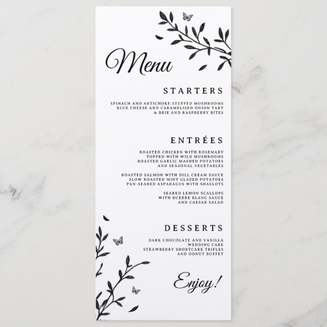 Woodland Charm Wedding Dinner Menu (Front)