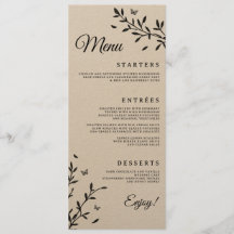 Woodland Charm Wedding Dinner Menu