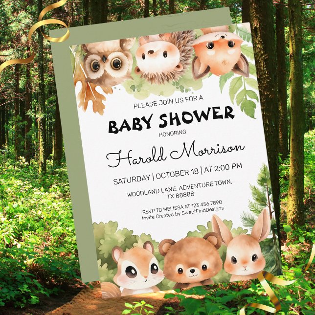 Woodland Charming Forest Friends Baby Shower Invitation (Woodland Charming Forest Friends Baby Shower Invitation)