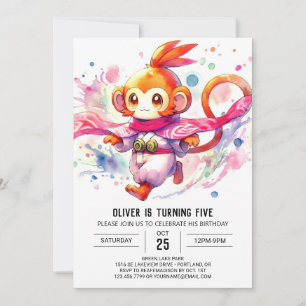  Woodland Chic Monkey Birthday Invitation