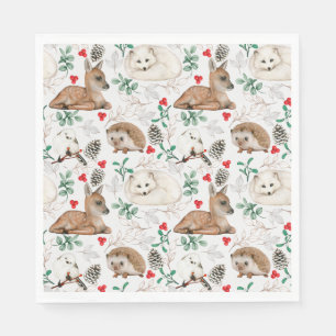Woodland Chistmas Animals, winter snow theme Napkin