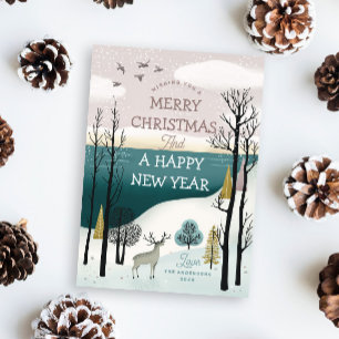 Woodland Christmas and New Year   Winter Forest Holiday Card