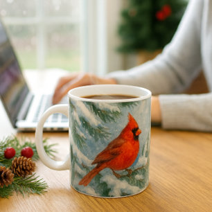 Woodland Christmas Cardinal Bird Mug