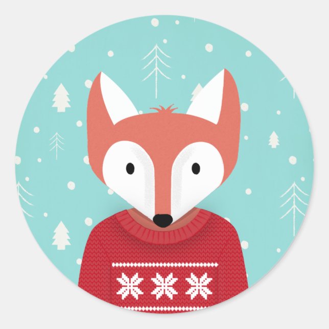 Woodland Christmas Classic Round Sticker (Front)