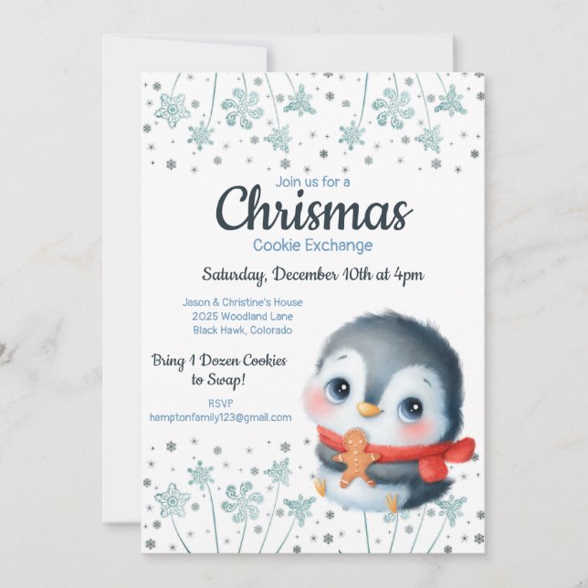 Woodland Christmas Cookie Exchange Party Invitation (Front)