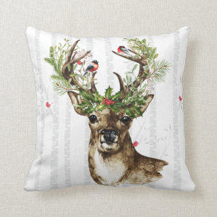 Woodland Christmas Deer Pillow