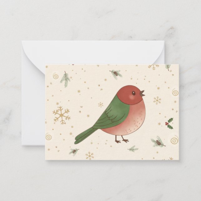 Woodland Christmas Holiday Gift Note Insert Cards (Front)