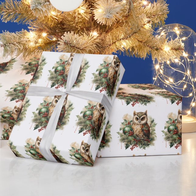 Woodland Christmas Owl  Wrapping Paper (Holidays)