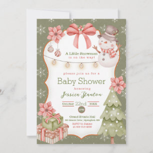 Woodland Christmas Snowman Baby Shower Invitation