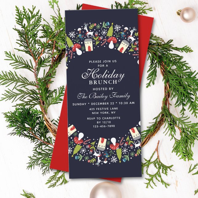 Woodland Christmas Wreath | Christmas Brunch Invitation (Creator Uploaded)