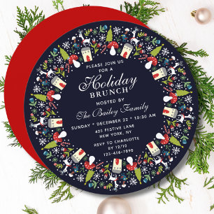Woodland Christmas Wreath   Christmas Brunch Invitation