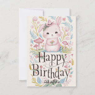 Woodland Colourful Bunny Digital Birthday Card