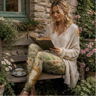 Woodland Cottagecore Fox Wild Strawberry Botanical Leggings
