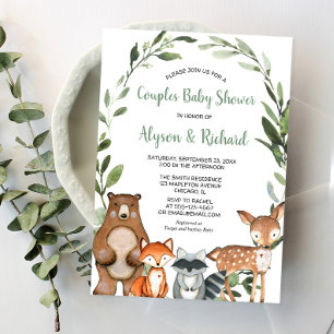 Woodland couples baby shower, gender neutral invitation