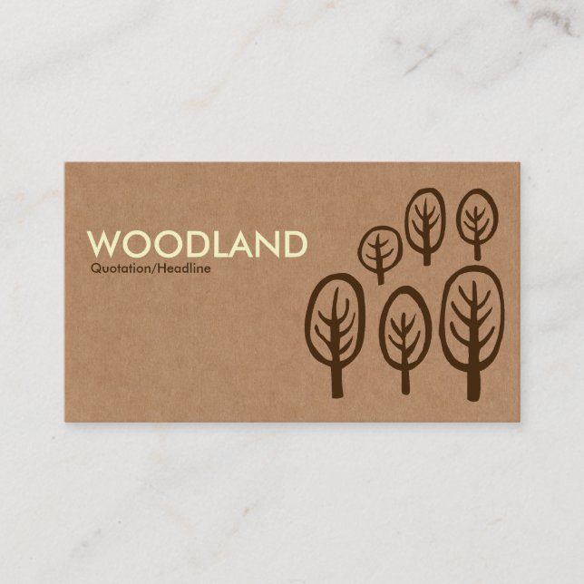 Woodland - Cream + Dark Brown on Cardboard Box Tex Business Card (Front)