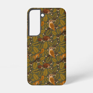 Woodland Creatures and Leaves Pattern Samsung Galaxy Case