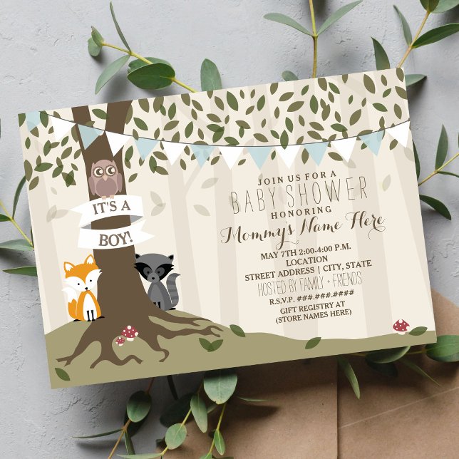Woodland Creatures Baby Shower - Boy Invitation (Creator Uploaded)