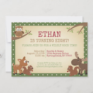 Woodland Creatures Birthday Party Invitation