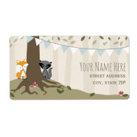 Woodland Creatures Boy Baby Shower Label