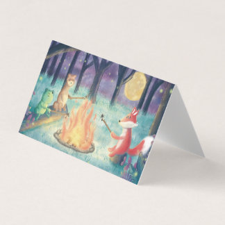 Woodland creatures campfire greeting card