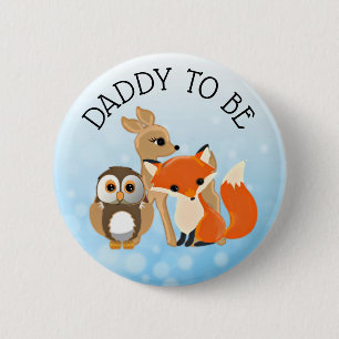 Woodland Creatures Dad to be Baby Shower Button