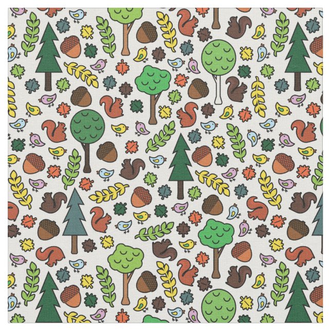 Woodland Creatures Fabric (Close Up)
