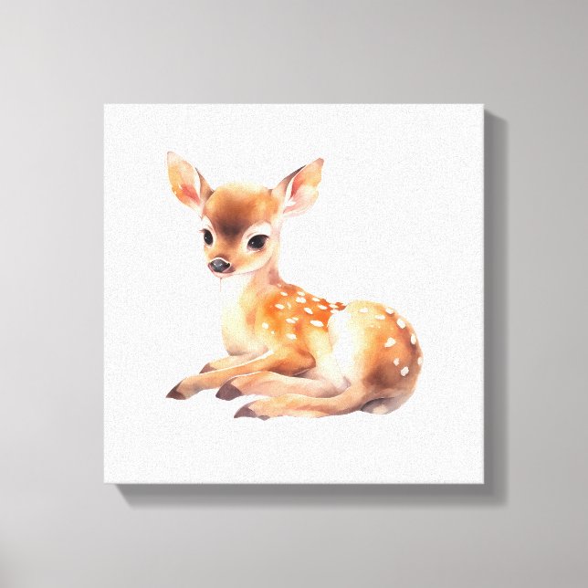 Woodland Creatures Fawn Canvas Print (Front)
