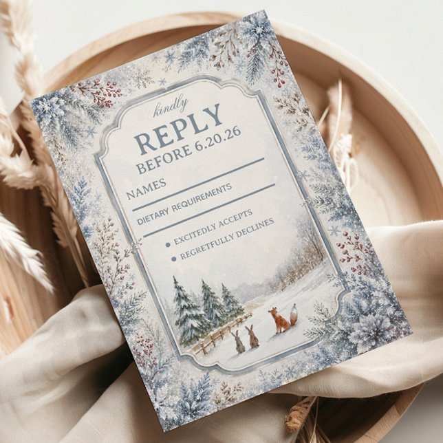 Woodland Creatures In Winter RSVP Card (Creator Uploaded)