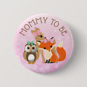 Woodland Creatures Mum to be Baby Shower Button