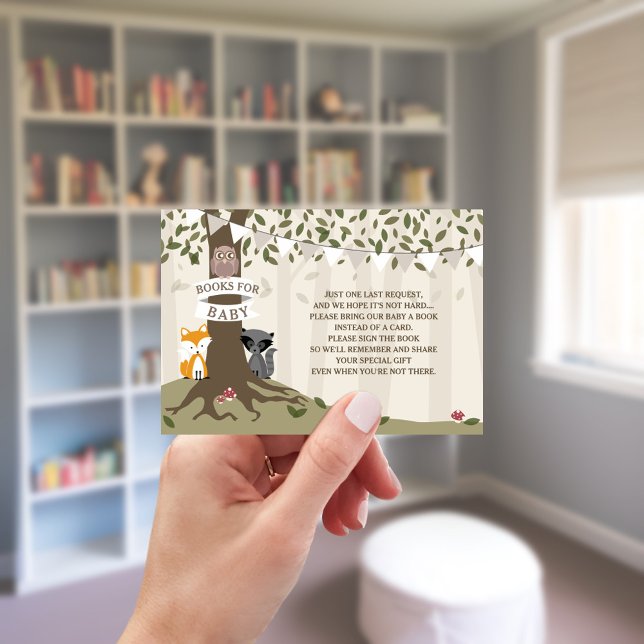 Woodland Creatures Neutral Baby Book Request Enclosure Card (Creator Uploaded)