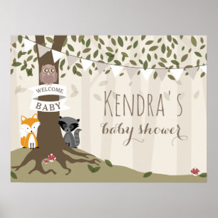 Woodland Creatures Neutral Baby Shower Poster