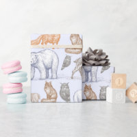 Woodland Creatures Rustic Holiday Wrapping Paper