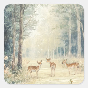 Woodland Creatures Square Sticker