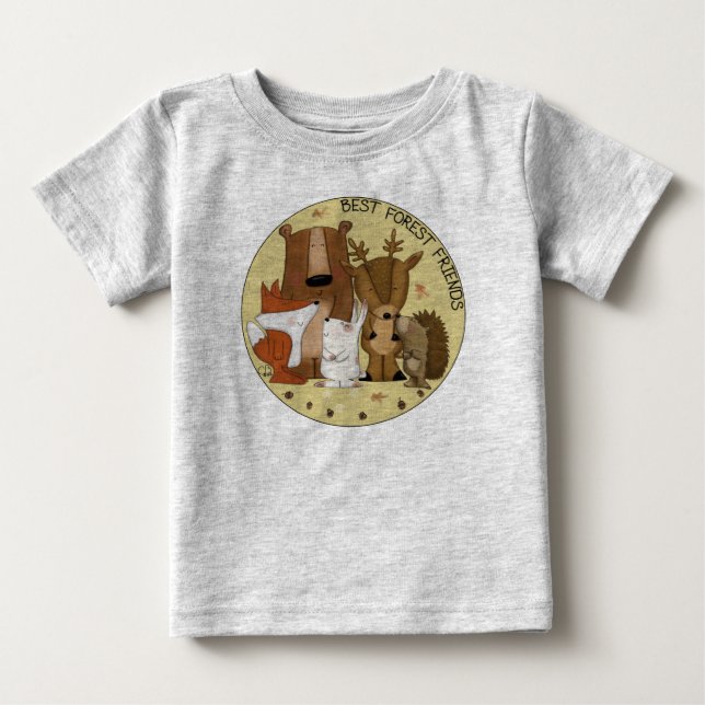 Woodland Crew-Best Forest Friends/ Individual Baby T-Shirt (Front)