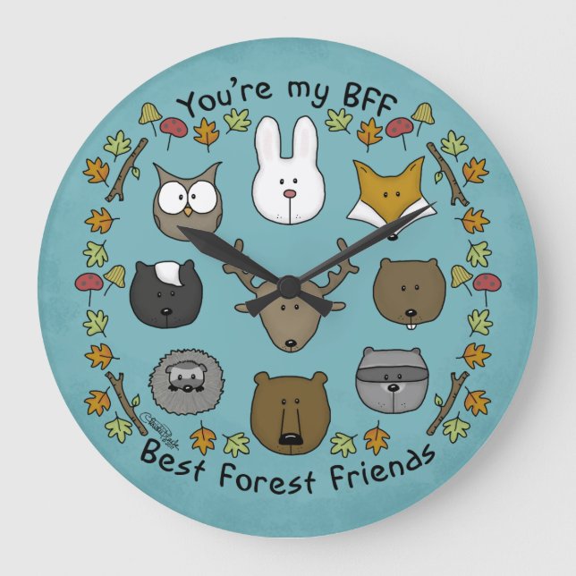 Woodland Critters-Best Forest Friends Large Clock (Front)