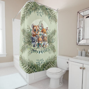 Woodland Critters Whimsical Shower Curtain