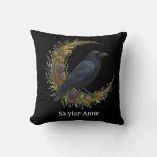 Woodland Crow Botanical Wreath Cushion
