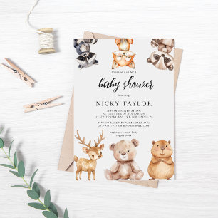 Woodland Cute Animal Baby Shower Invitation