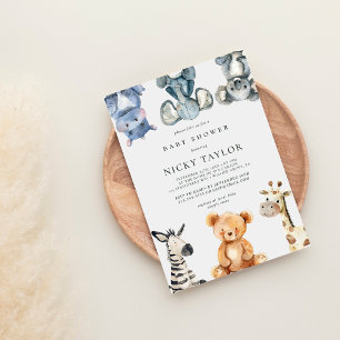 Woodland Cute Animal Frame Baby Shower Invitation