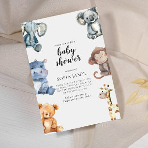 Woodland Cute Animal Frame Baby Shower Invitation