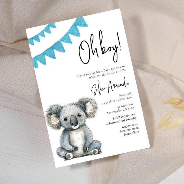 Woodland Cute Animal Koala Baby Shower Invitation (Creator Uploaded)