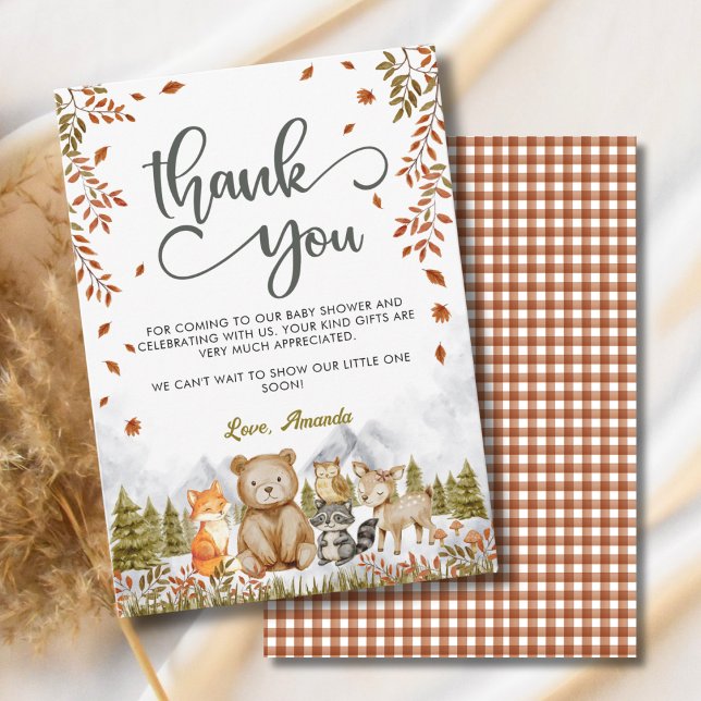Woodland Cute Animals Baby Shower Thank You Card (Creator Uploaded)